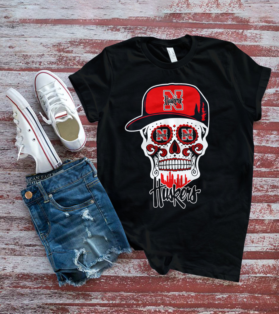 Huskers Skull Nebraska Cornhuskers Cap T-Shirt