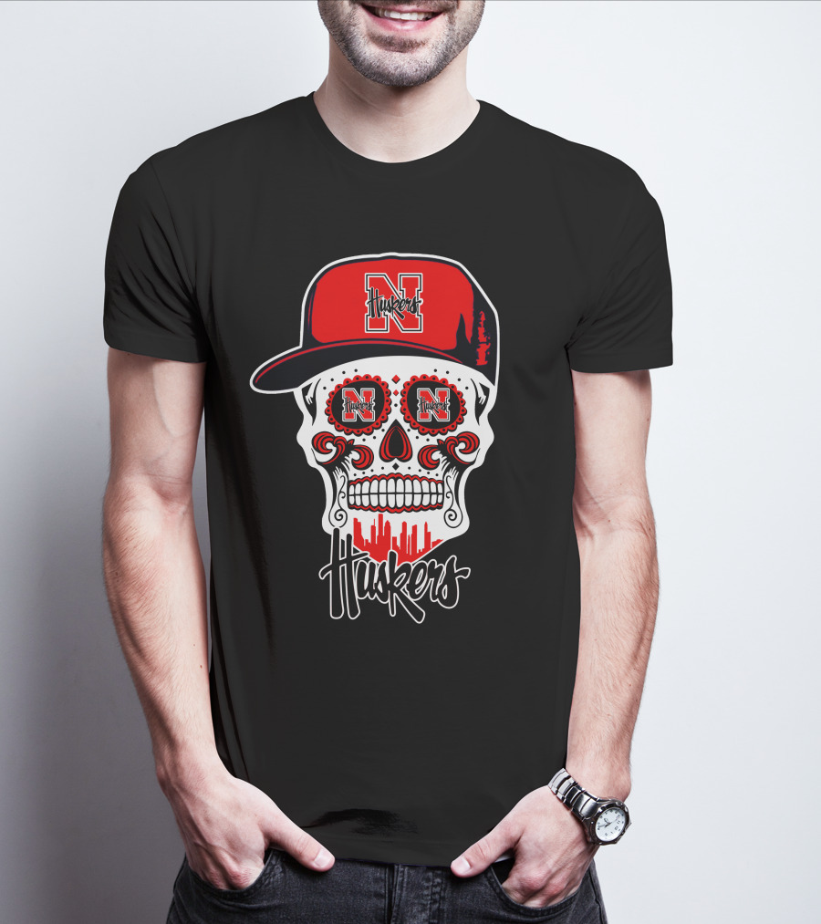 Huskers Skull Nebraska Cornhuskers Cap T-Shirt
