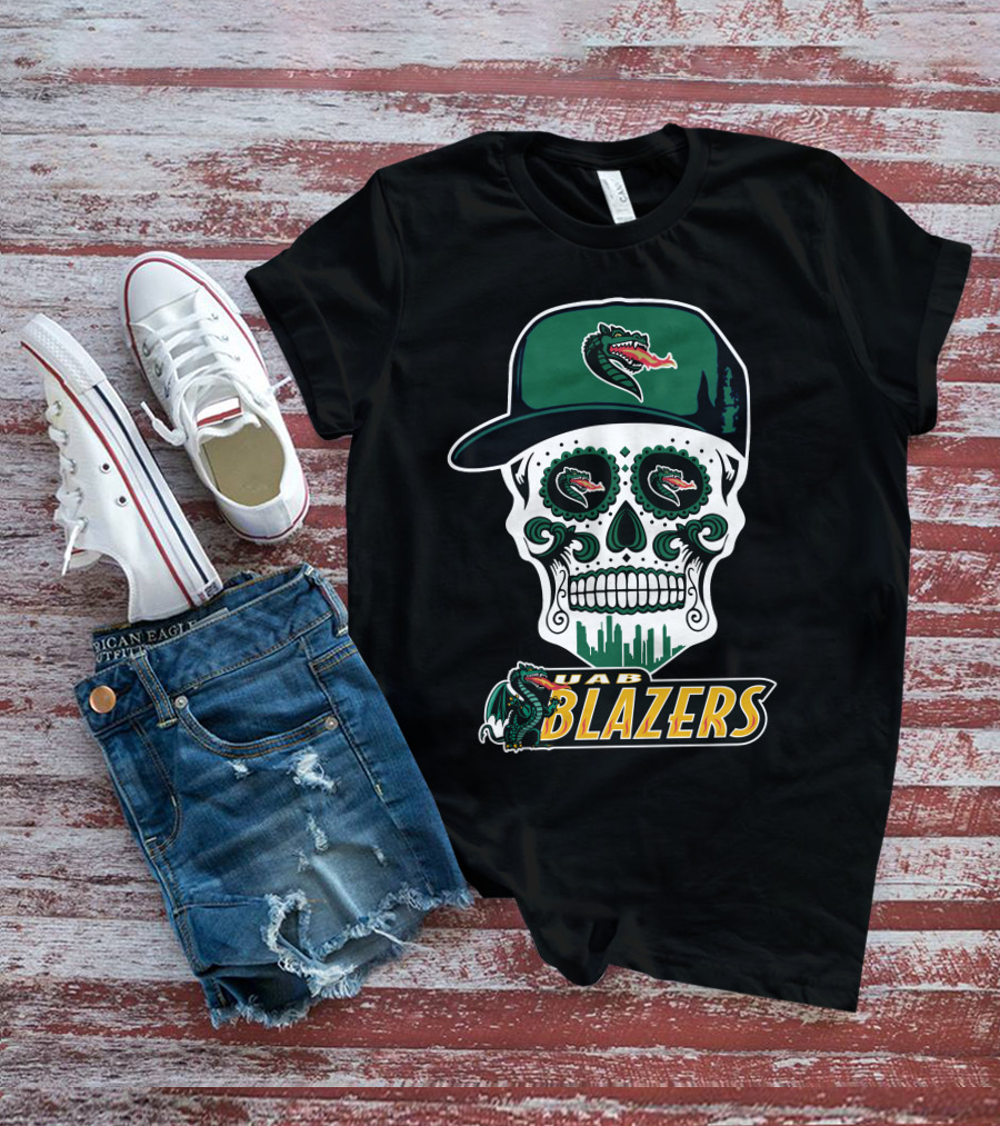 Uab Blazers Skull Sugar Day Of The Dead Style T-Shirt