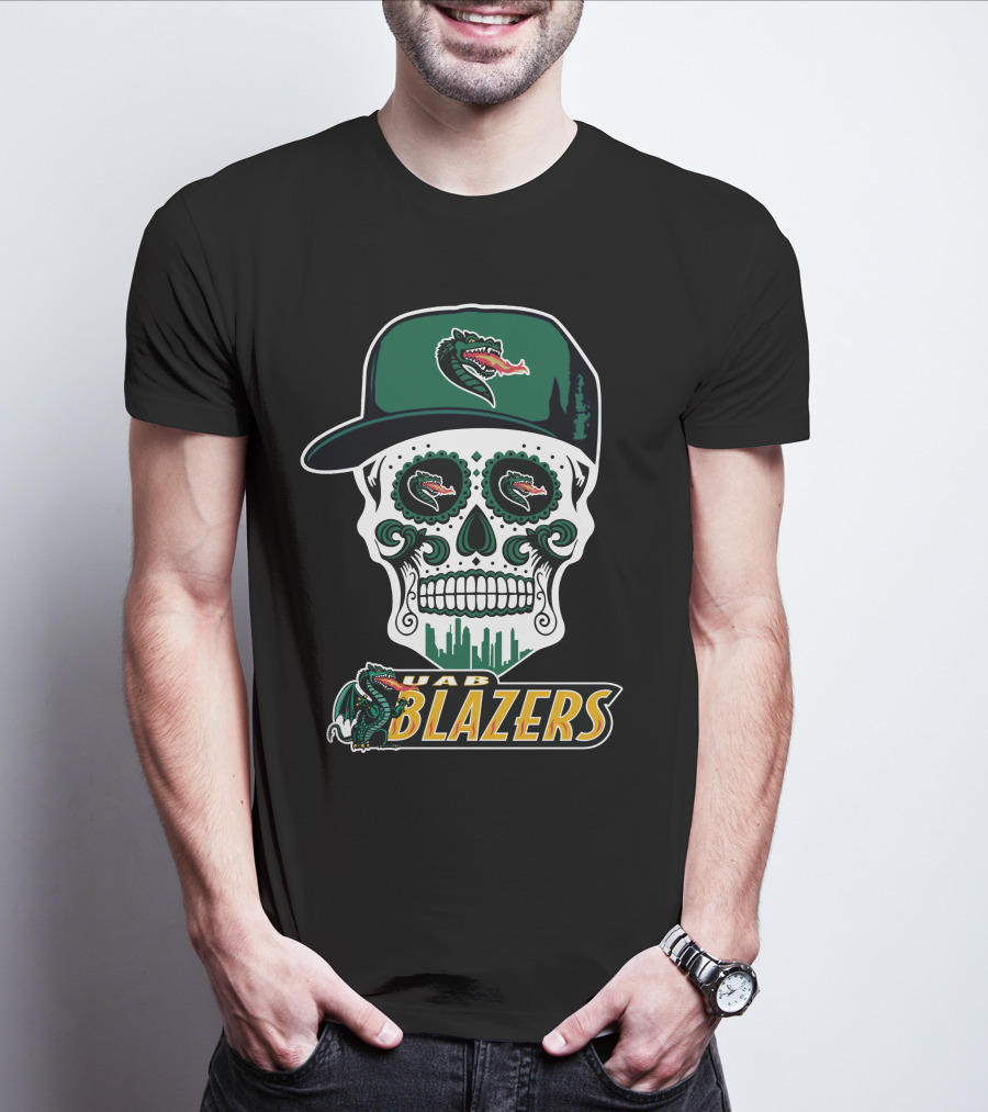 Uab Blazers Skull Sugar Day Of The Dead Style T-Shirt