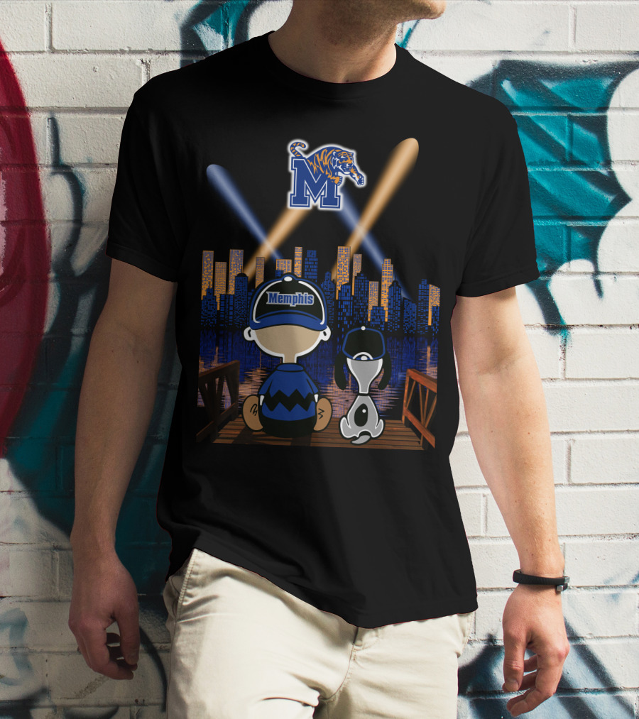 Memphis Tigers Skyline Night With Fans And Mascot Scene T-Shirt