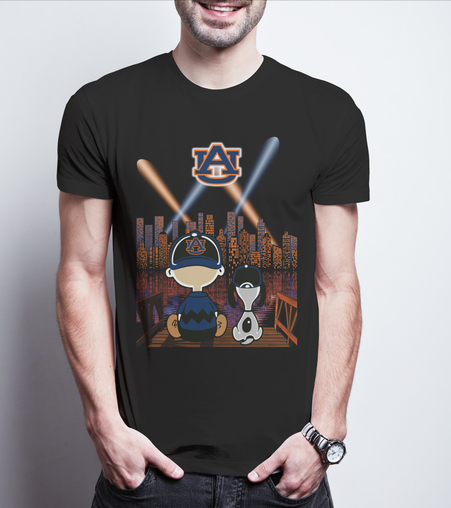 Auburn Tigers 92 Cityscape Night With Characters And Skyline T-Shirt