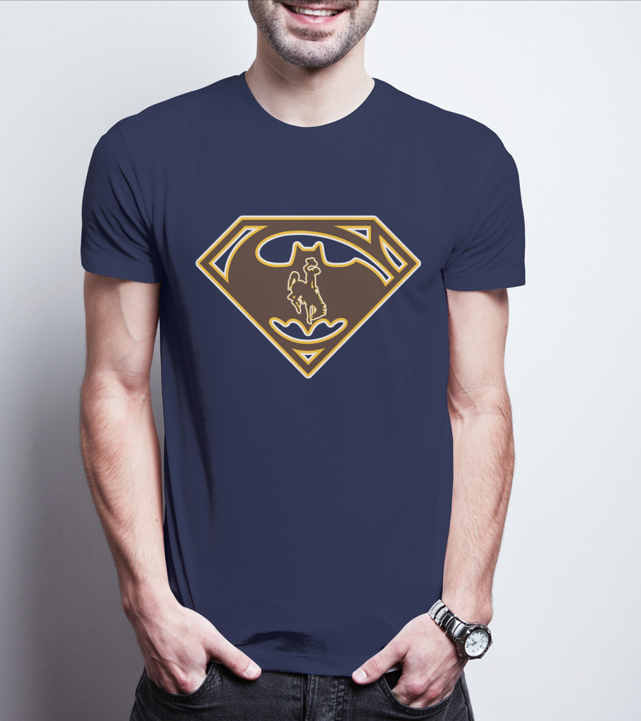 Wyoming Cowboys Superman Batman Logo Fusion T-Shirt