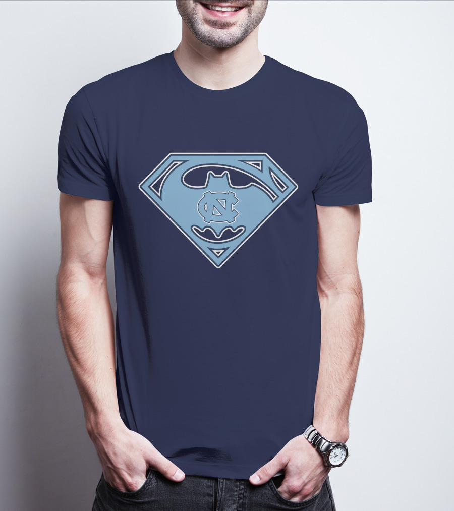 North Carolina Tar Heels Superman Batman Logo Mashup T-Shirt