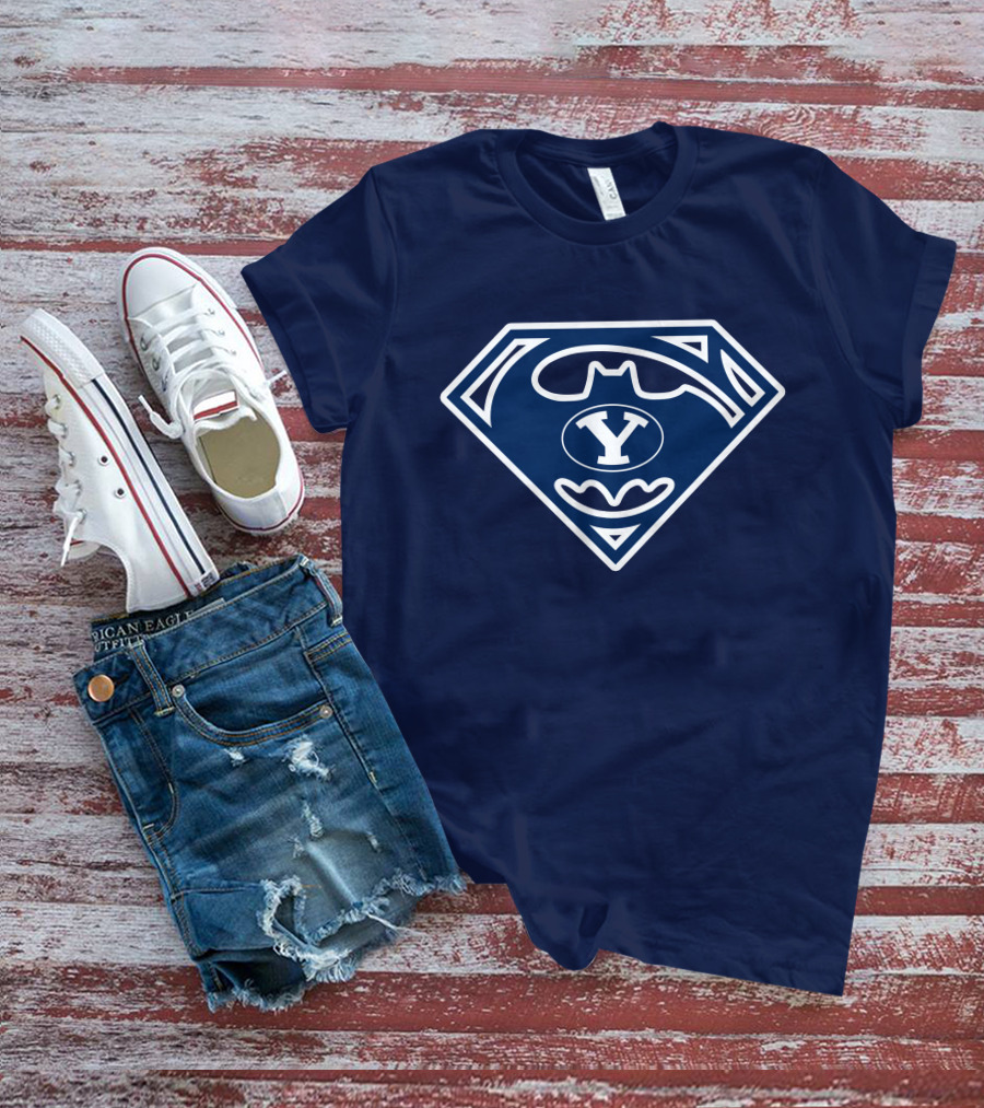 Batman Superman Byu Cougars Shield T-Shirt