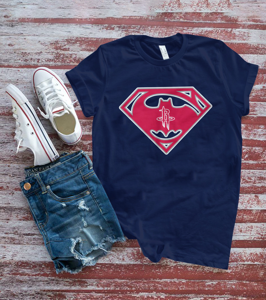 Houston Rockets Batman Superman Logo Mashup T-Shirt