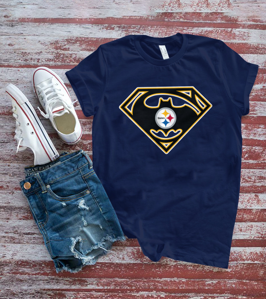 Pittsburgh Steelers Batman Superman Logo Fusion 224 T-Shirt