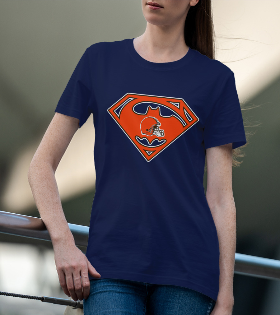 Cleveland Browns Superman Batman Logo Nfl Fan Helmet T-Shirt