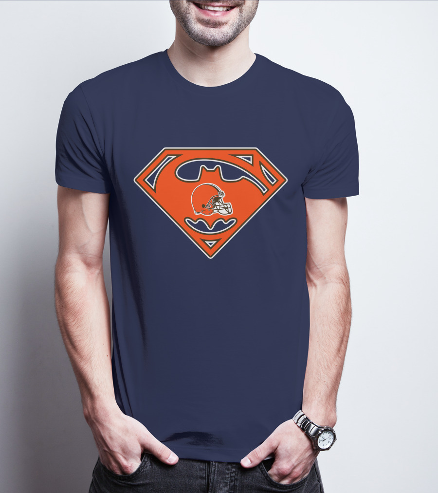 Cleveland Browns Superman Batman Logo Nfl Fan Helmet T-Shirt