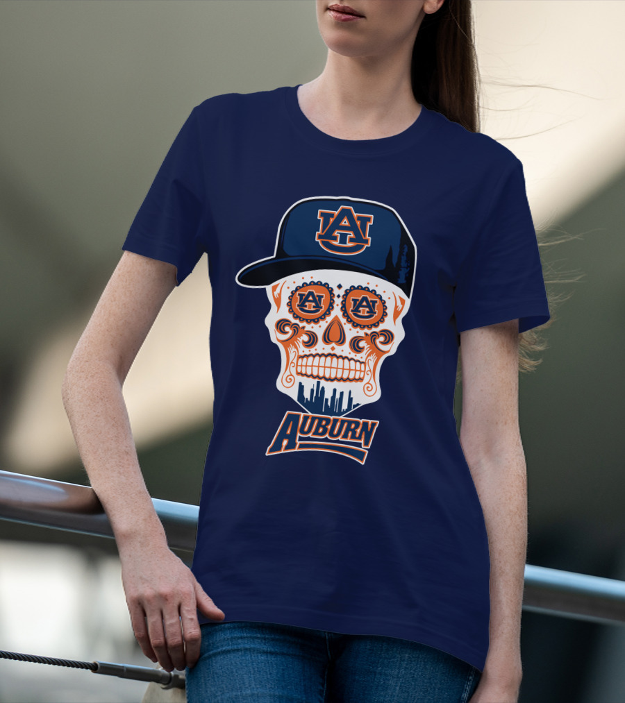 Auburn Tigers Skull With Au Logo And Cap T-Shirt