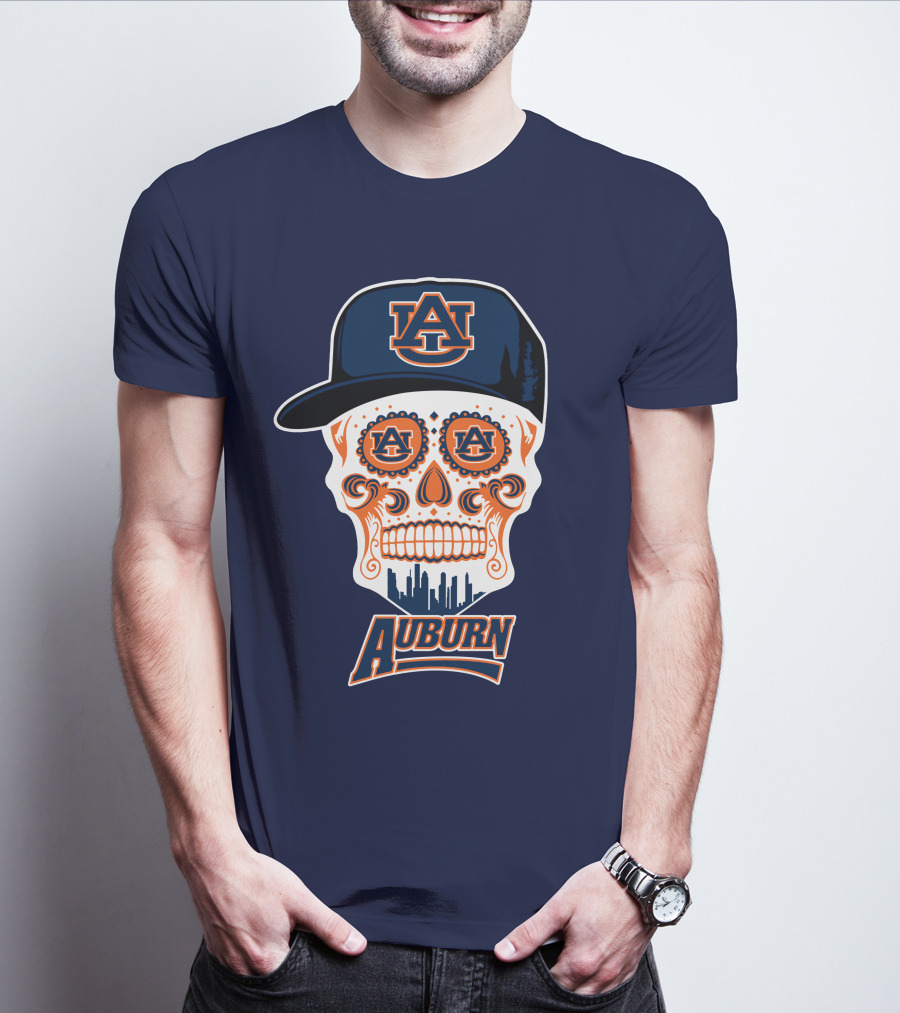 Auburn Tigers Skull With Au Logo And Cap T-Shirt
