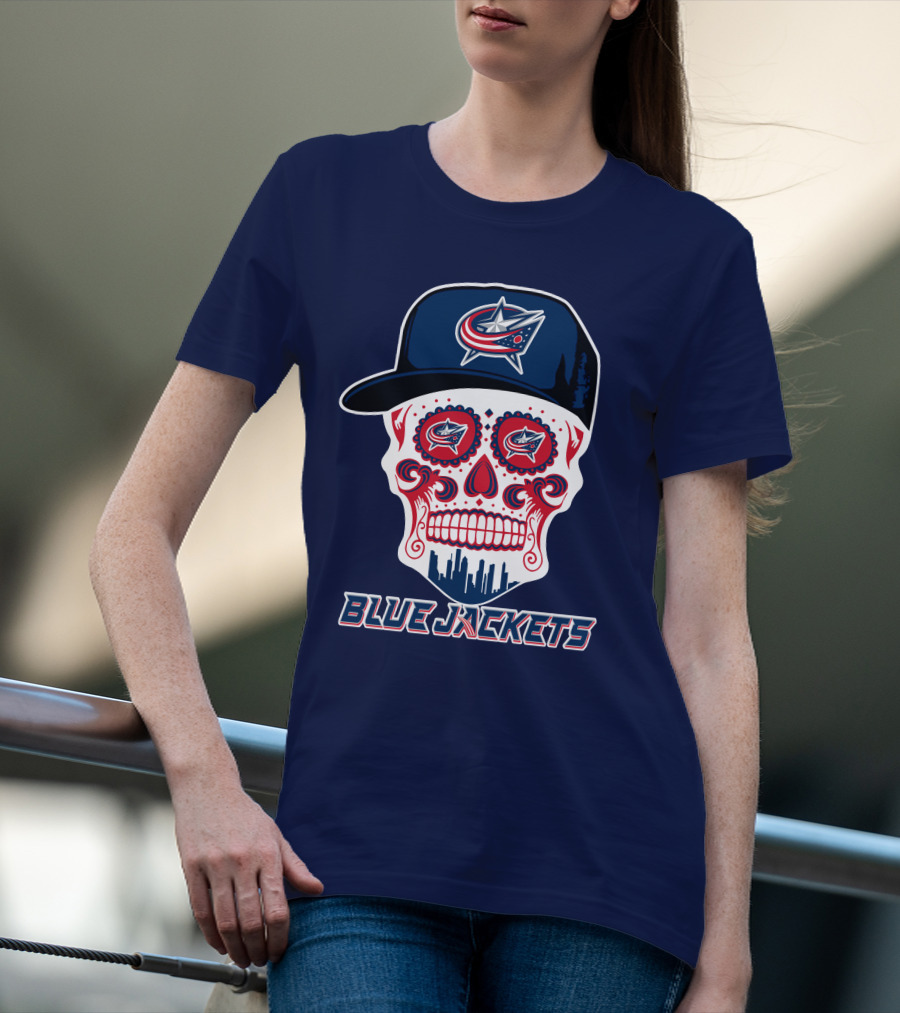 Columbus Blue Jackets Skull Hat Logo Blue Jackets T-Shirt