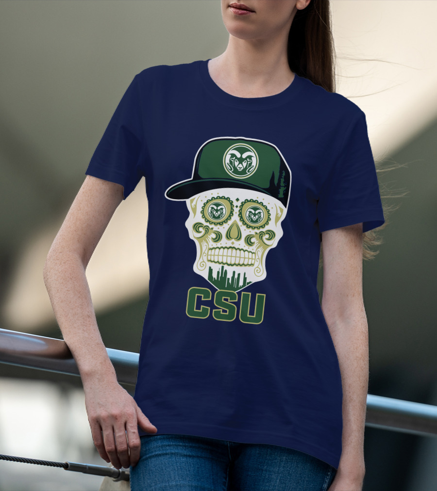 Csu Rams Sugar Skull With Cap T-Shirt