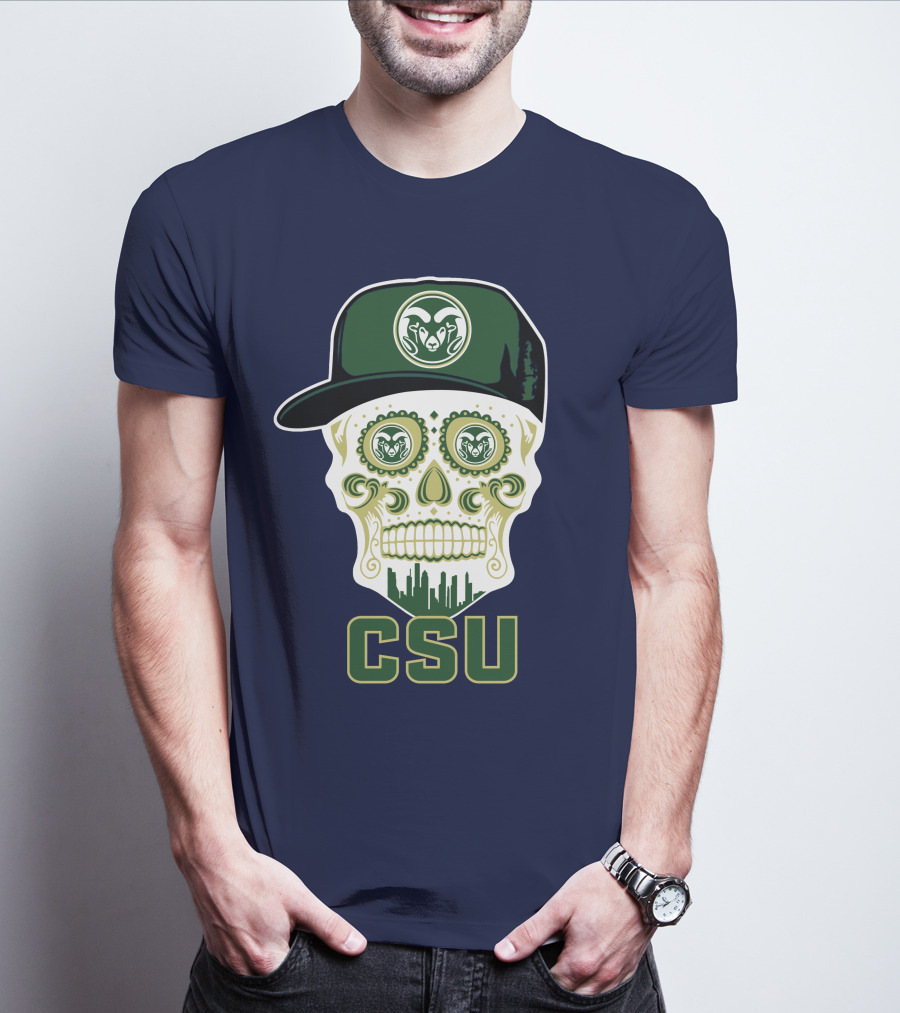 Csu Rams Sugar Skull With Cap T-Shirt