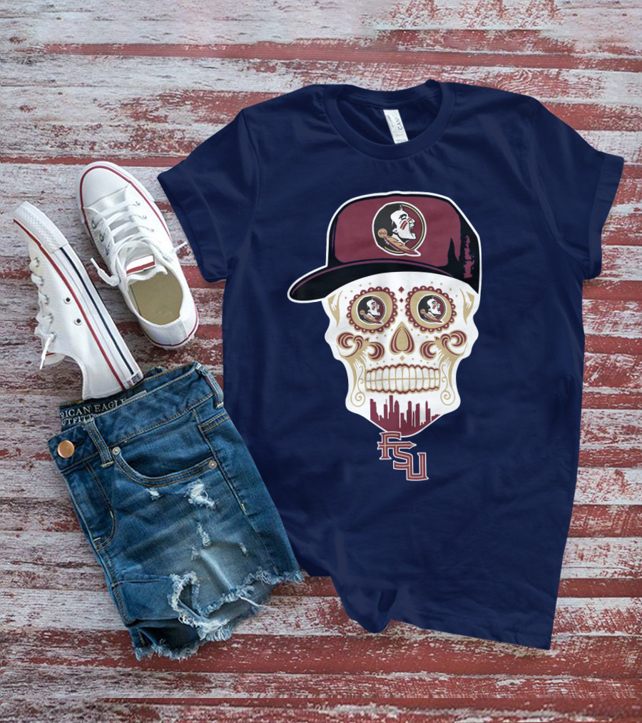 Florida State Seminoles Fsu Skull With Hat T-Shirt