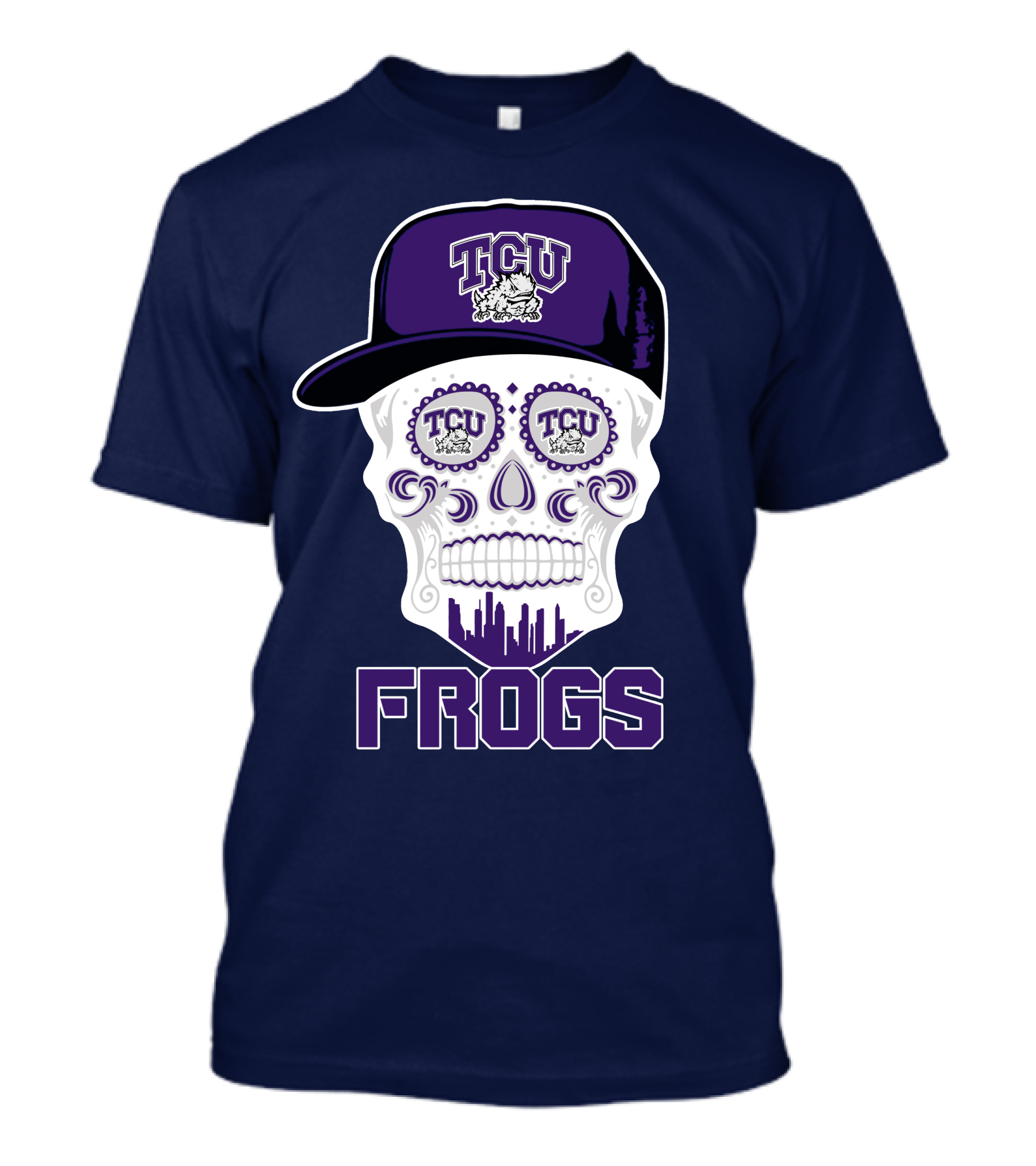 Tcu Horned Frogs Skull Logo With Cap T-Shirt