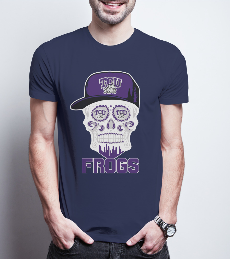 Tcu Horned Frogs Skull Logo With Cap T-Shirt