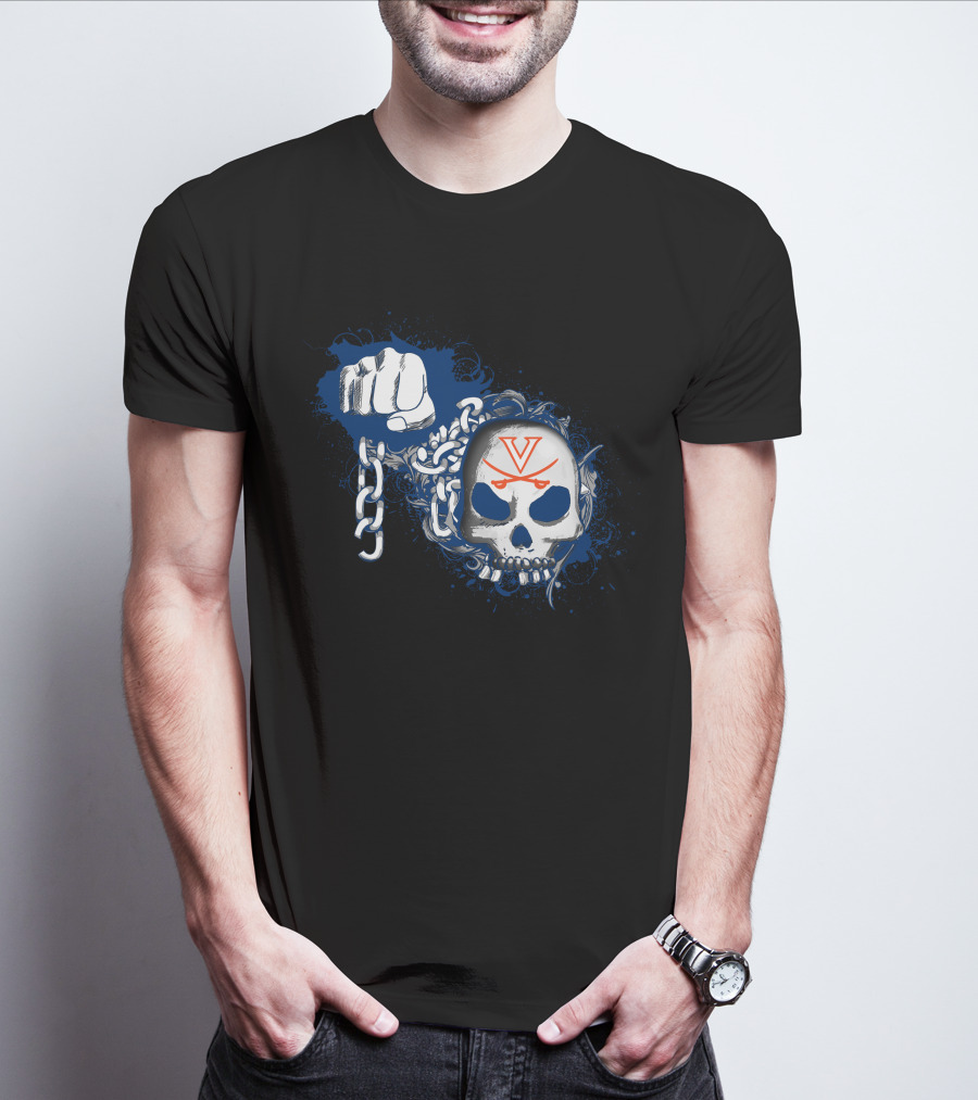 Virginia Cavaliers Skull And Chains Fist T-Shirt