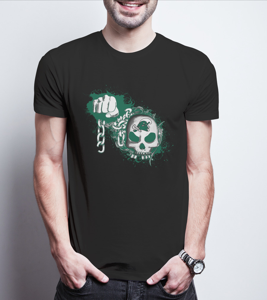 Tulane Green Wave Skull Fist Chains T-Shirt