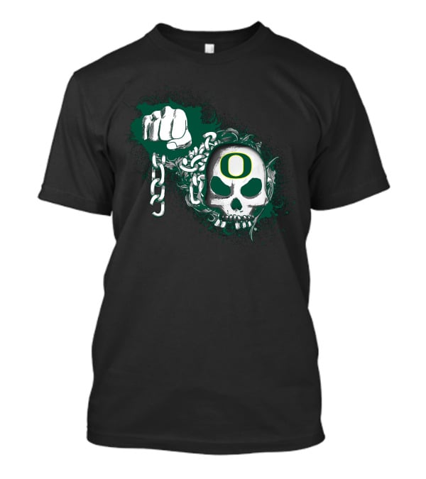 Oregon Ducks Skull And Chains Fist T-Shirt