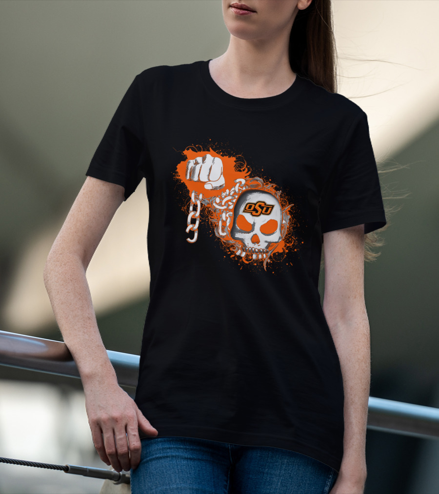 Oklahoma State Cowboys Osu Skull Fist Chains T-Shirt