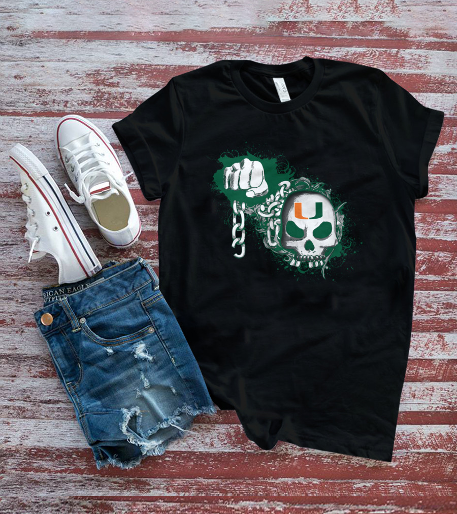 Miami Hurricanes Skull And Fist Chain T-Shirt