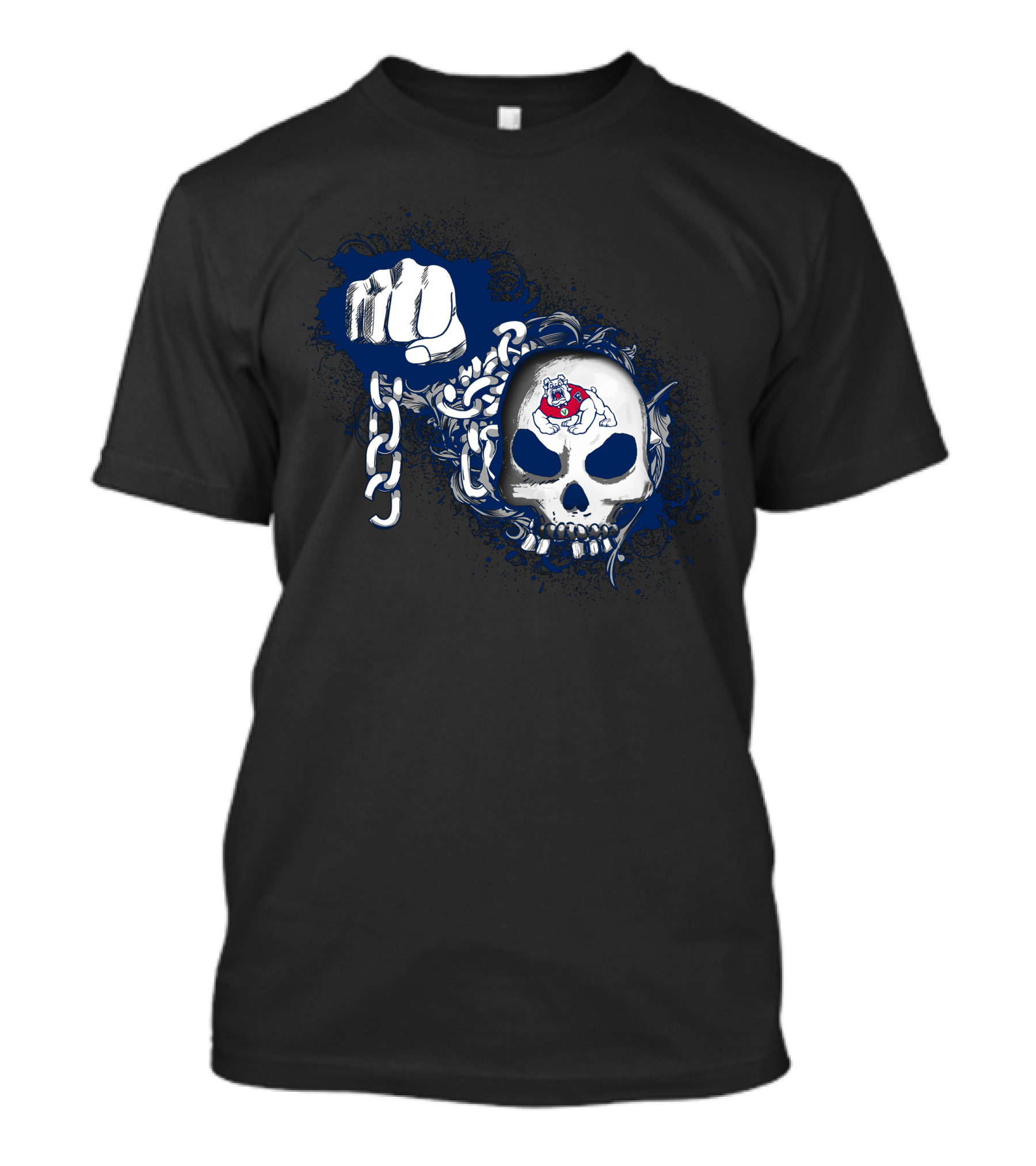 Fresno State Bulldogs Skull Chain Fist T-Shirt