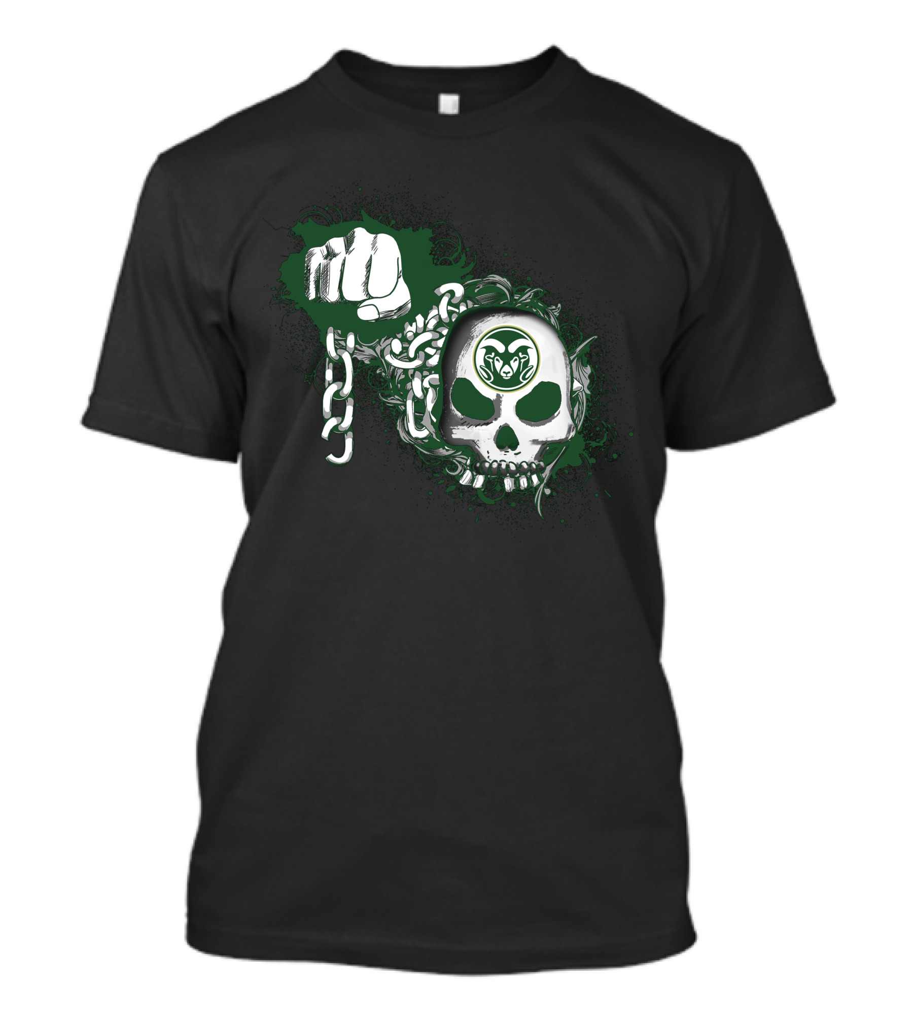 Colorado State Rams Skull Fist And Chains T-Shirt