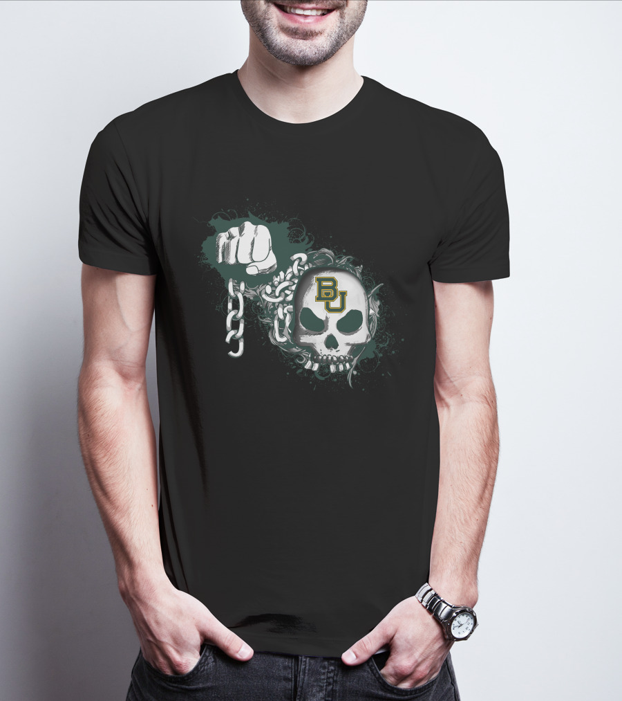 Bu Skull And Chains Fist 114 Baylor Bears T-Shirt