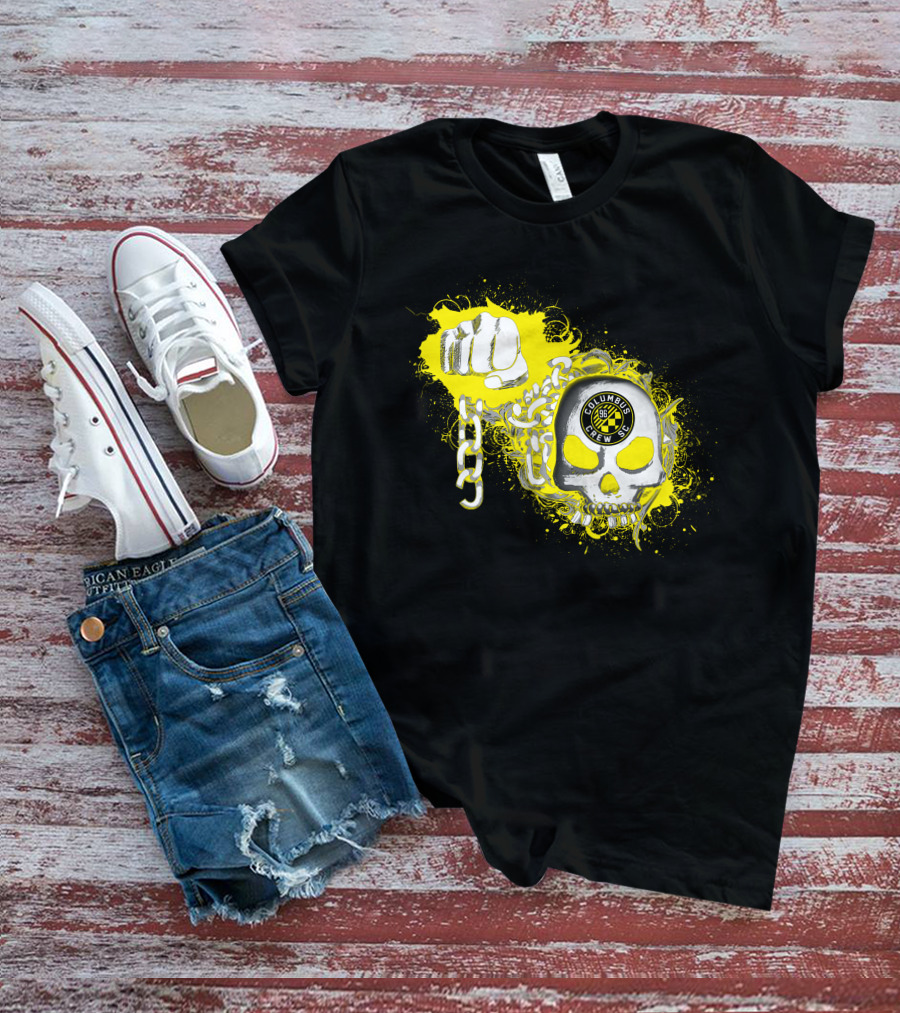 Columbus Crew Sc Skull Fist Chain Yellow Burst T-Shirt