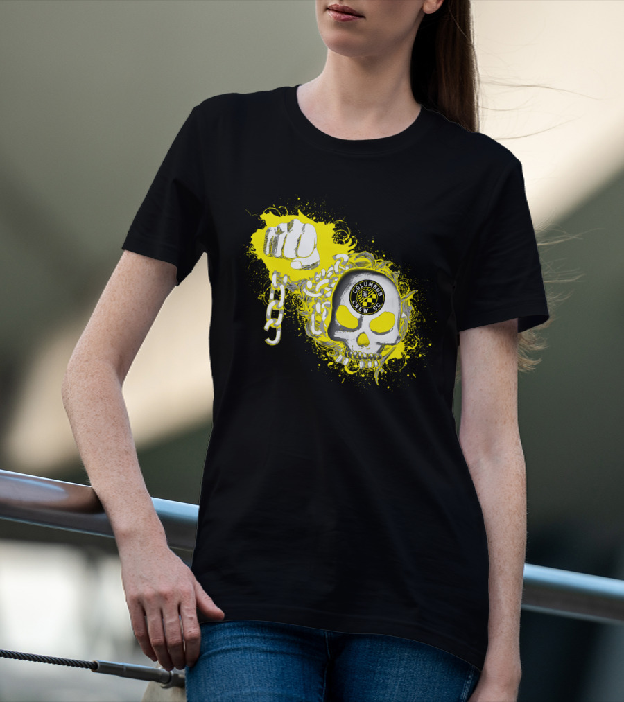 Columbus Crew Sc Skull Fist Chain Yellow Burst T-Shirt