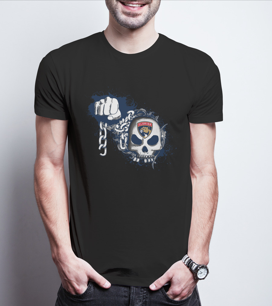 Florida Panthers Skull And Chains Motif T-Shirt