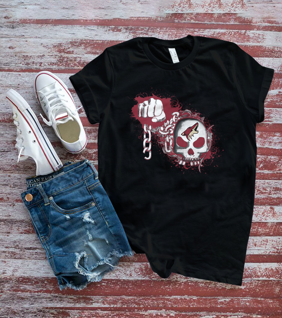 Arizona Coyotes Skull Logo With Fist And Chain T-Shirt