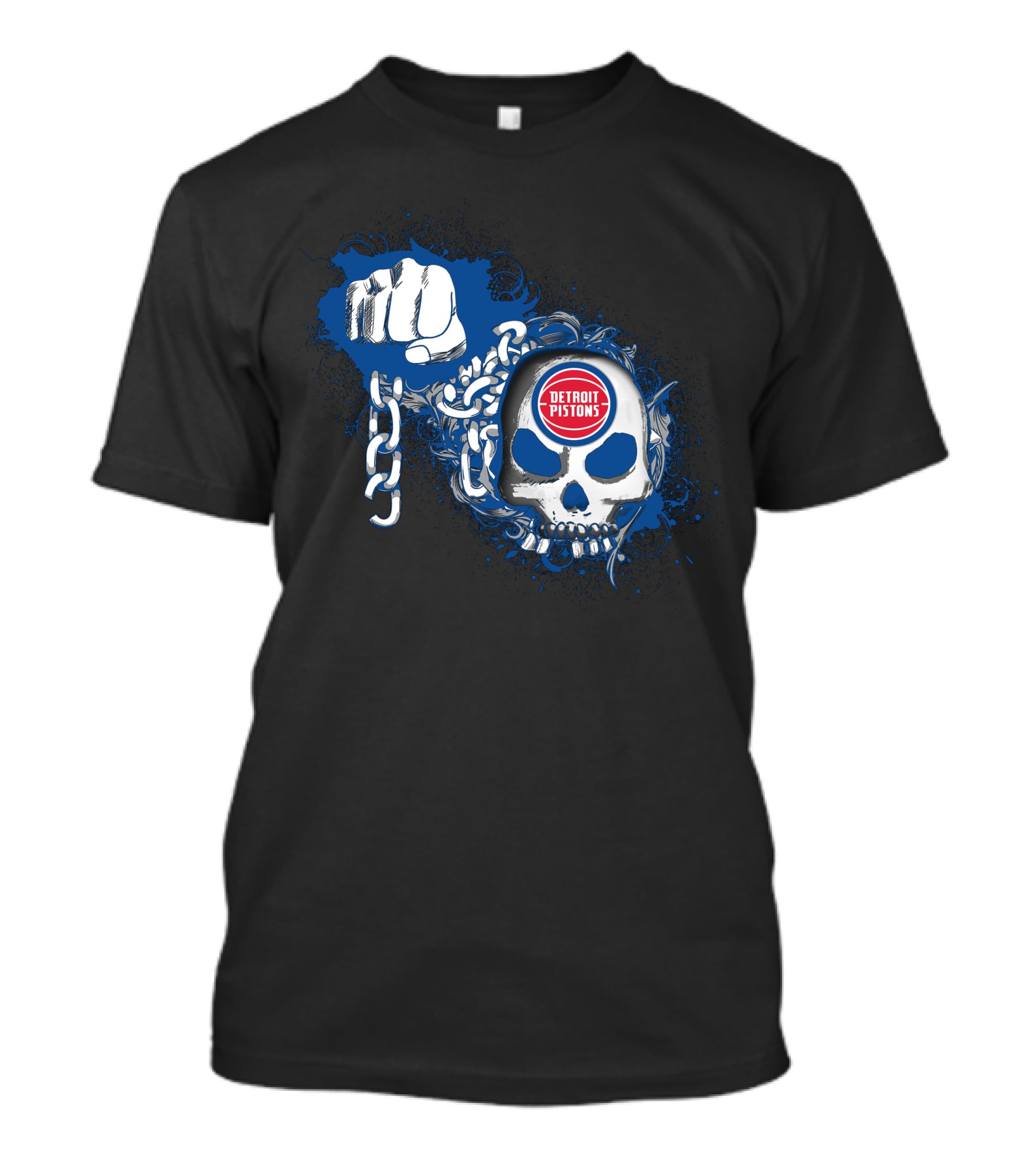 Detroit Pistons Skull Fist Chains T-Shirt