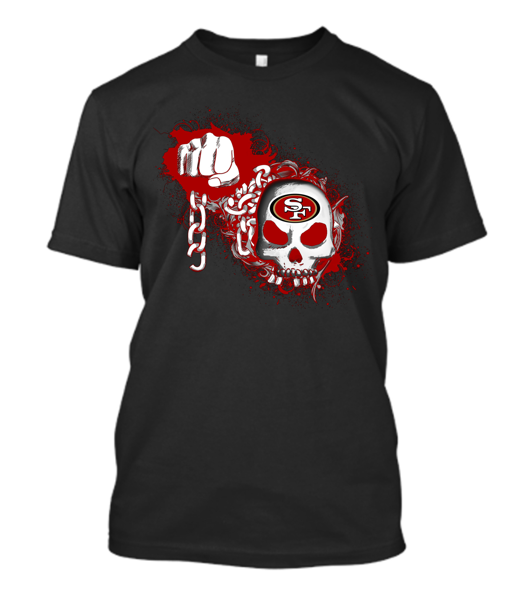 San Francisco 49ers Skull And Chains Fist T-Shirt