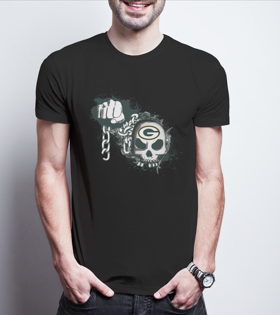 Green Bay Packers Skull And Chain Fist T-Shirt