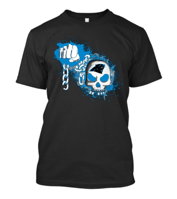 Carolina Panthers Skull And Chains Blue Fist T-Shirt