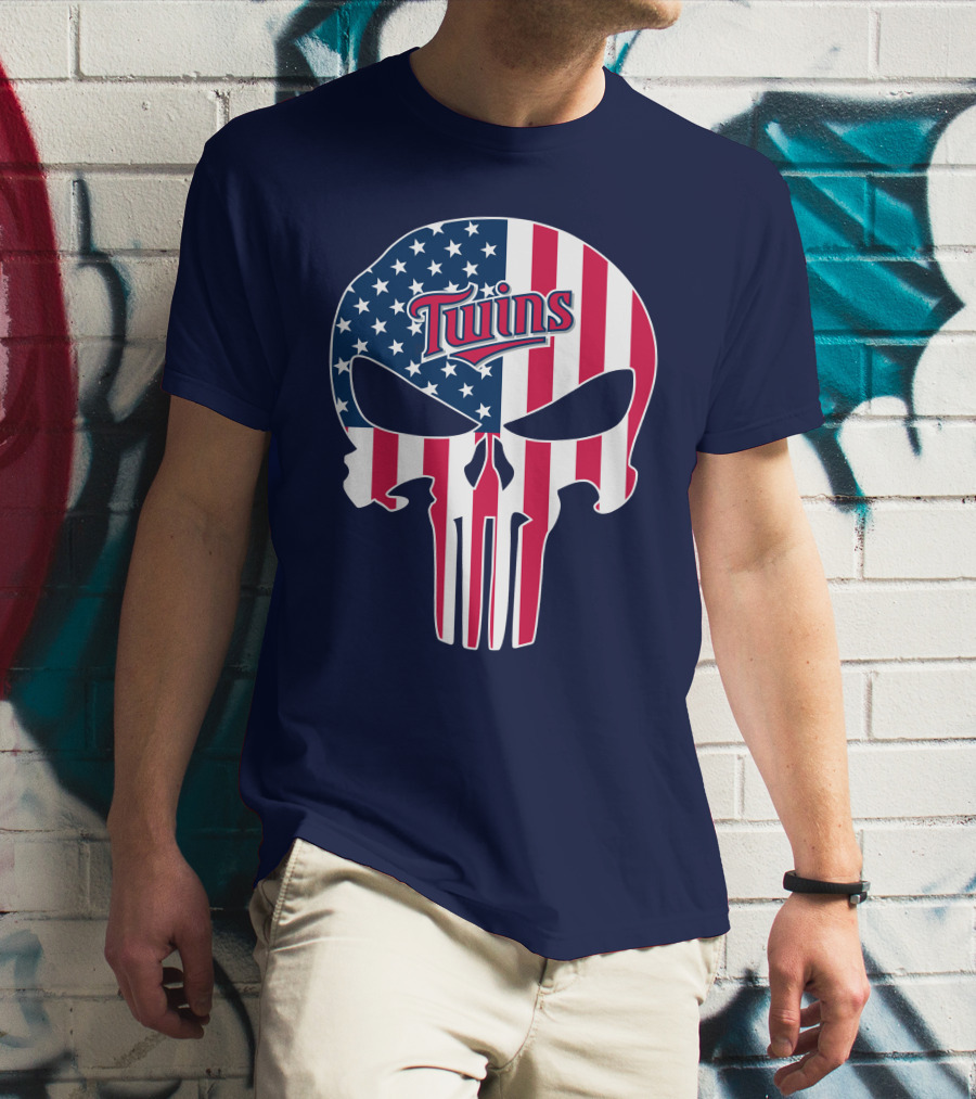 Twins American Flag Punisher Skull T-Shirt