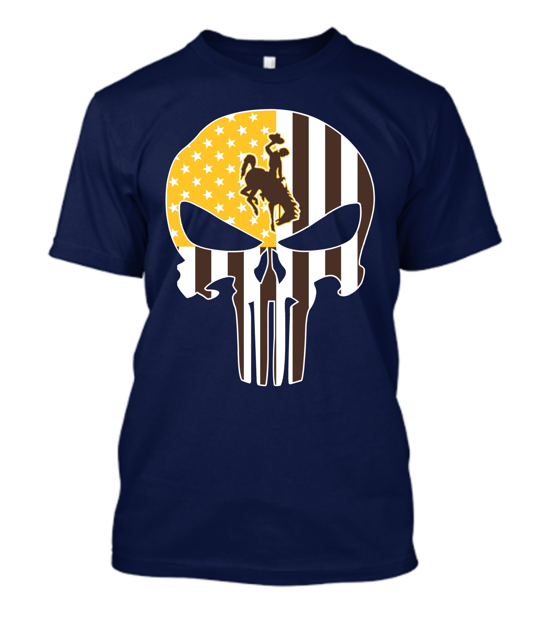 Wyoming Cowboys American Flag Punisher Skull T-Shirt