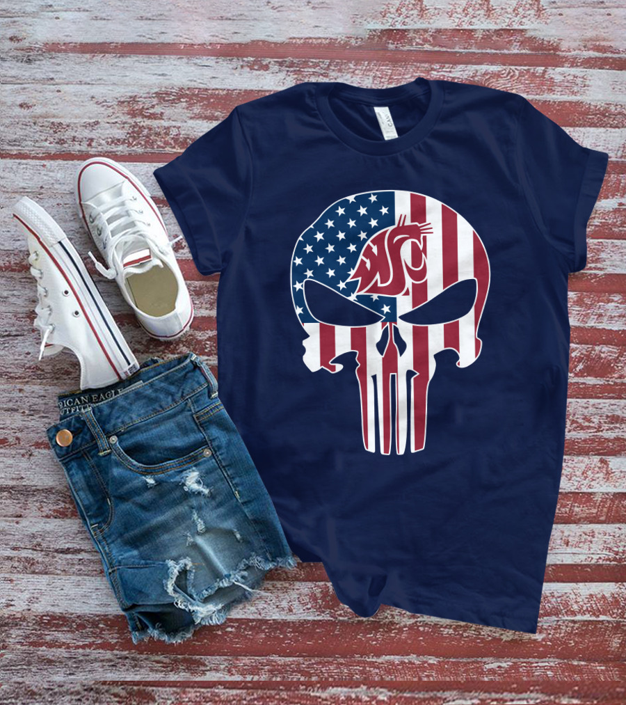 Washington State Cougars Punisher American Flag T-Shirt