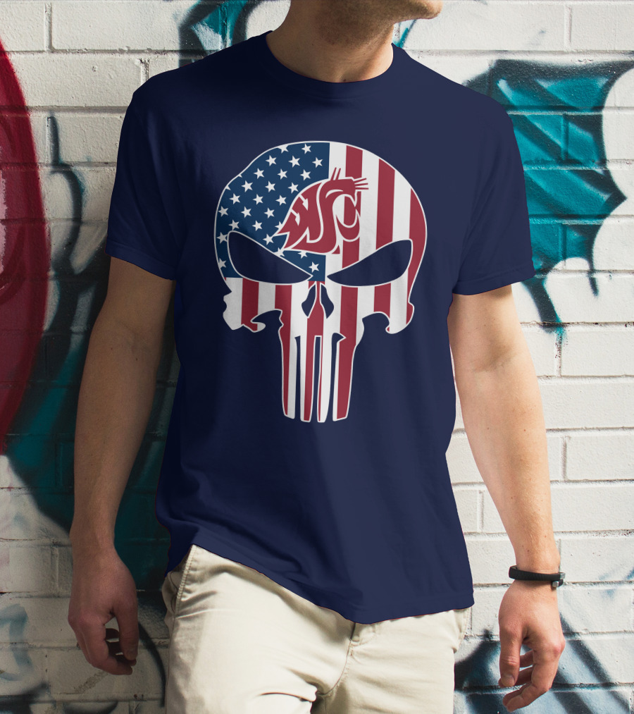 Washington State Cougars Punisher American Flag T-Shirt