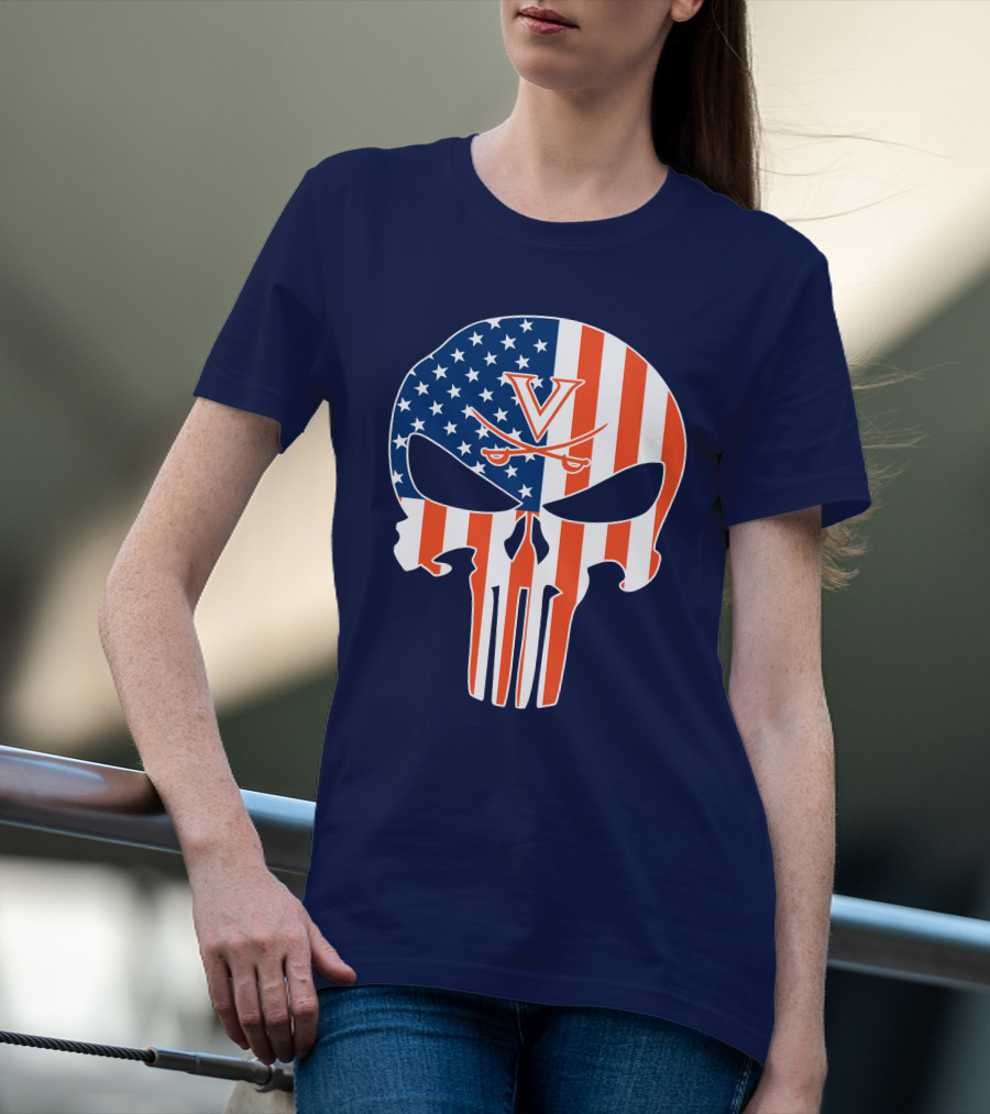 Virginia Cavaliers The Punisher American Flag T-Shirt
