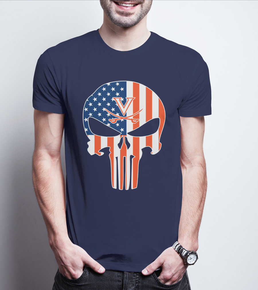 Virginia Cavaliers The Punisher American Flag T-Shirt