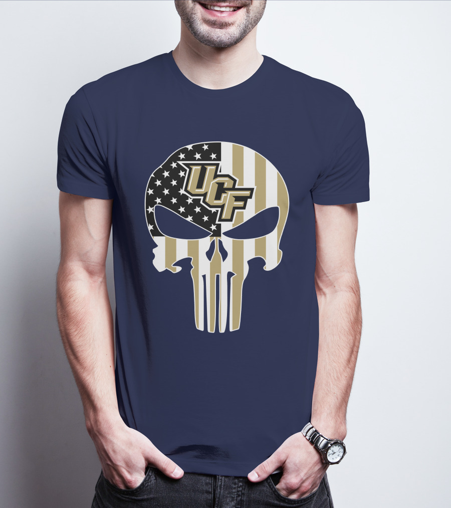 Ucf Knights The Punisher Skull With American Flag T-Shirt