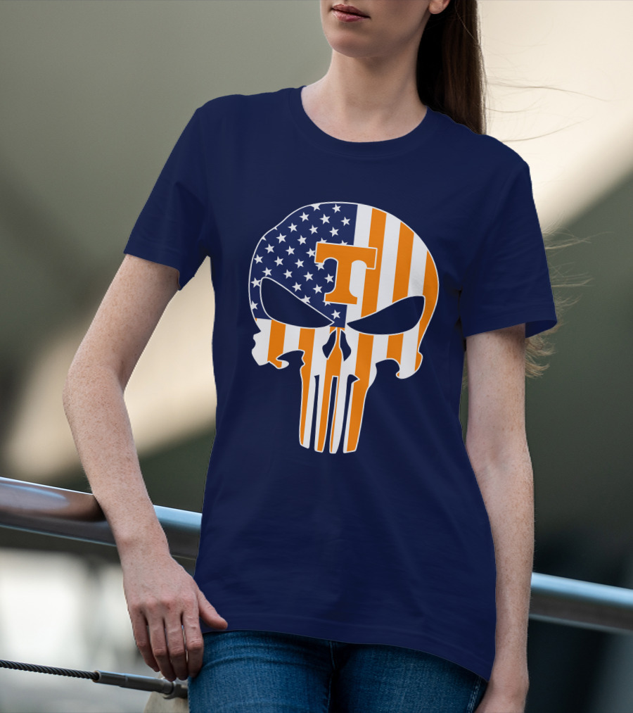 Tennessee Volunteers The Punisher American Flag Skull Icon T T-Shirt