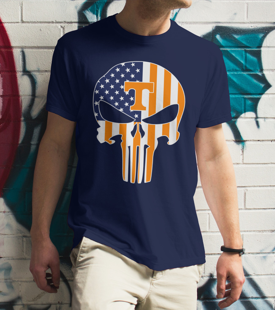 Tennessee Volunteers The Punisher American Flag Skull Icon T T-Shirt