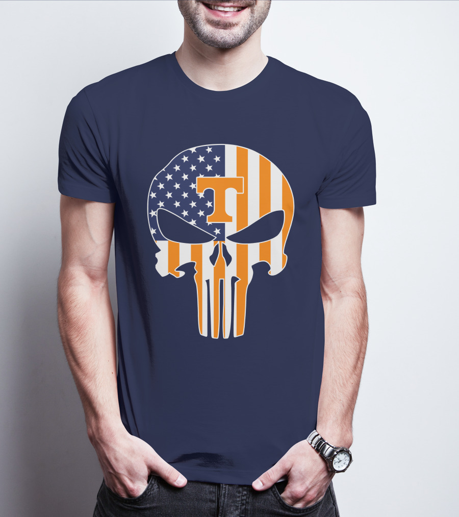 Tennessee Volunteers The Punisher American Flag Skull Icon T T-Shirt