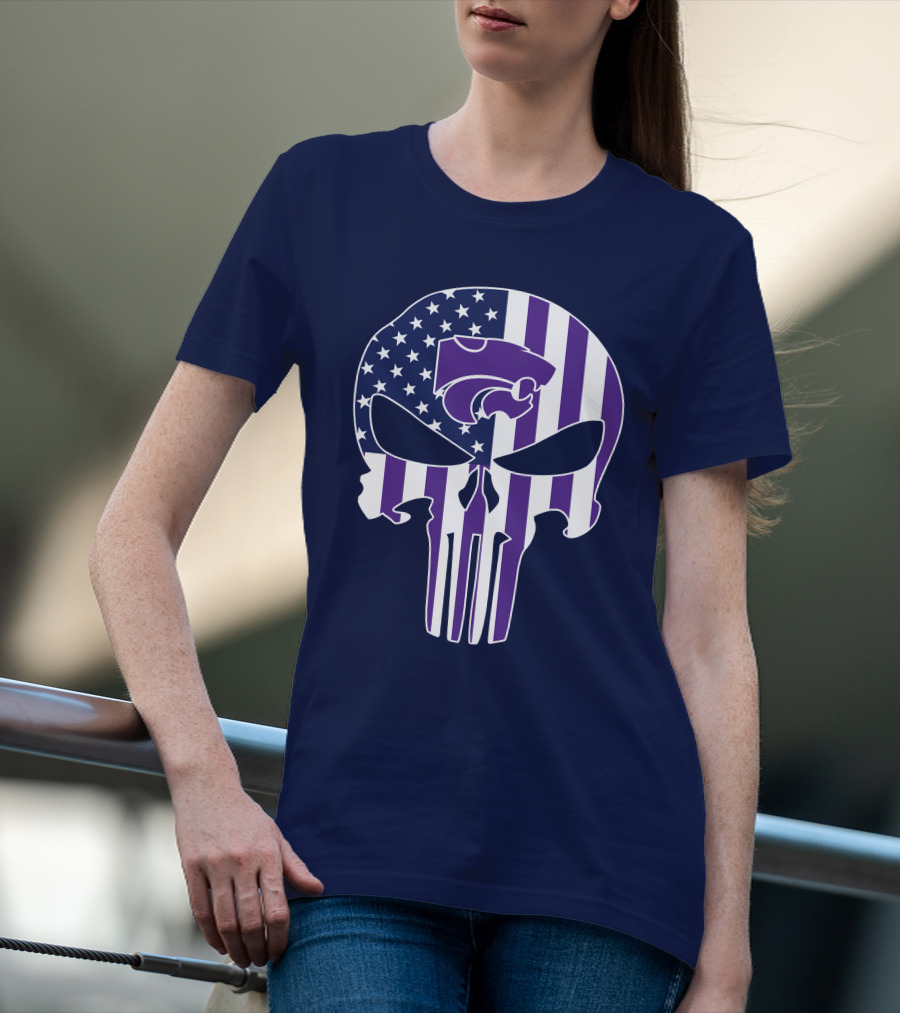 Kansas State Wildcats American Flag Punisher T-Shirt