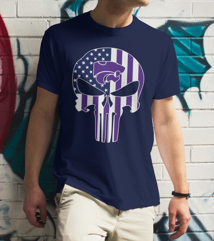 Kansas State Wildcats American Flag Punisher T-Shirt