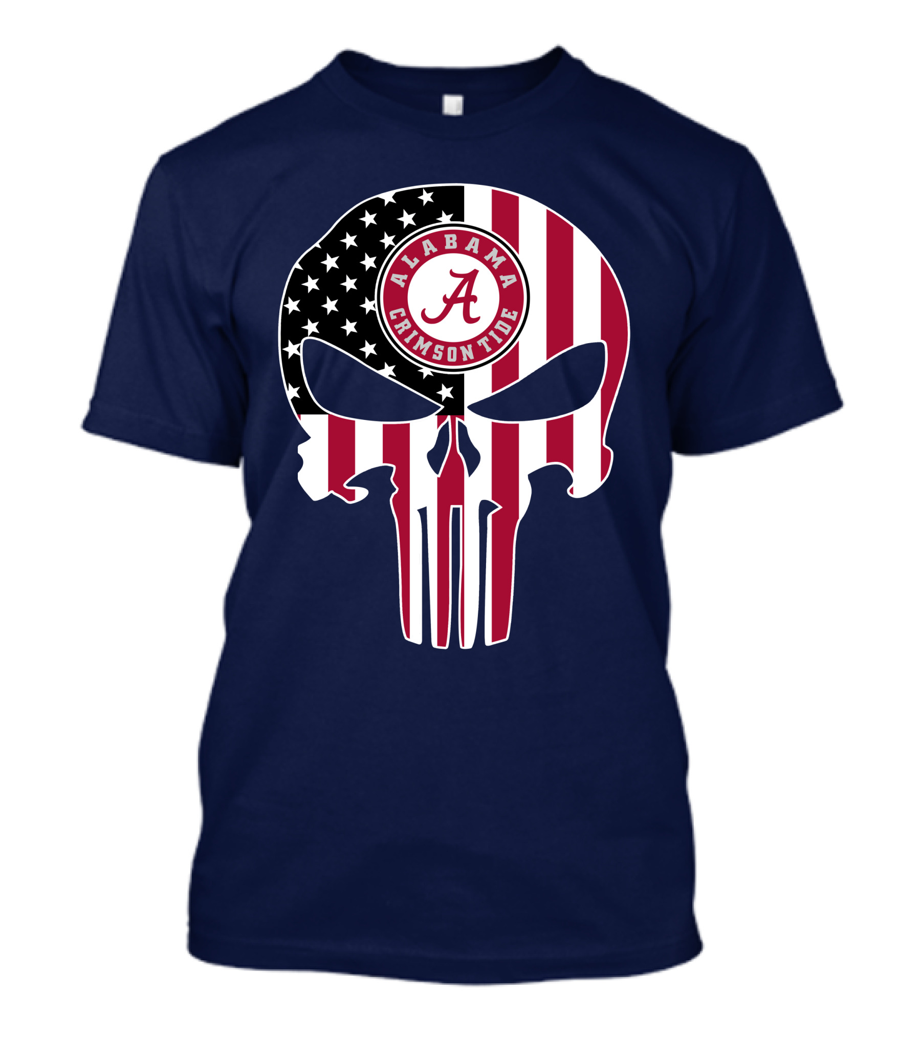 Alabama Crimson Tide Skull American Flag '64 The Punisher T-Shirt